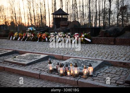 Polen, Auschwitz in der polnischen Stadt Oświęcim, Auschwitz IIBirkenau ein Konzentrationslager der Nazis, Standort Pomnik und Birkenau memoriał Stockfoto