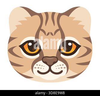 Kodkod (Leopardus guigna) oder güiña, kleinste südamerikanische Katze. Niedliche Zeichentrickzeichnung im Gesicht. Vektor-Clipart-Illustration. Stock Vektor