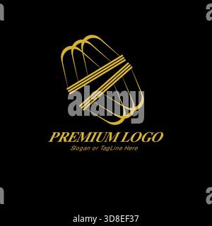 Dieses luxuriöse, hochwertige Logo-Design verfügt über ein elegantes goldenes Bandsymbol auf dunklem Hintergrund, ideal für High-End-Branding und gehobene Corporate i Stock Vektor