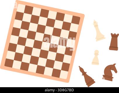 Flaches Schachbrett Mit Strategieteilen Stock Vektor