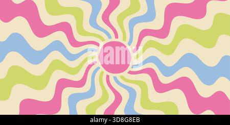 Grooviger Retro-Sonne-Welliger Hintergrund Stock Vektor