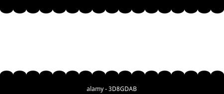 Obere und untere gerillte Ränder. Bannervorlage mit horizontalen Wellenlinien und leerem Platz für Text. Vektorgrafik. Stock Vektor