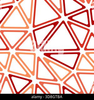 Mosaikdreieck formt den Hintergrund. Großes Dreieck. Monoton. Abgerundete dreieckige Zellen umrissen. Wiederholbares Muster. Scharlachrote Warnung. Stock Vektor