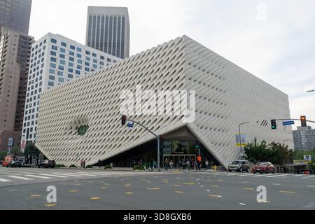 Das moderne Äußere des Broad Art Museum auf dem Bunker Hill in der Innenstadt von Los Angeles. Stockfoto