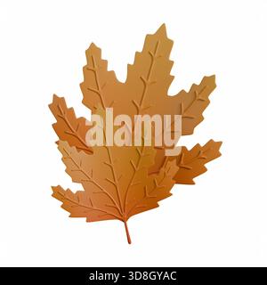 Ein hochwertiges 3D-Rendering von Herbstblättern in warmen Rot-, Orange- und Gelbtönen. Die Abbildung zeigt detaillierte Texturen und eine sanfte Beleuchtung Stockfoto