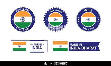 Hergestellt in Indien, Herstellung durch Bharat Stempel, Siegel, Icon, Logo, Vektor Stock Vektor