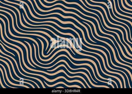 Braune und schwarze wellenförmige Linien bilden ein nahtloses optisches Hintergrundmuster. Stock Vektor