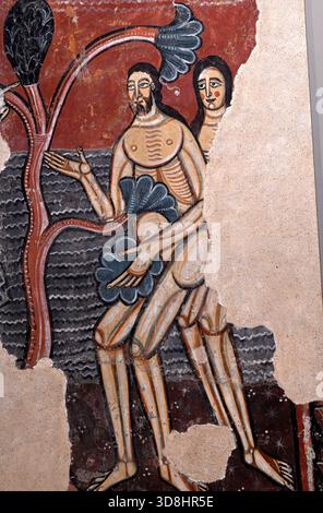 Wandgemälde der Kirche Sant Martí Sescorts (romanisch, 12. Jahrhundert) des Meisters von Cardona. MEV, Vic, Osona, Barcelona, Katalonien, Spanien. Stockfoto
