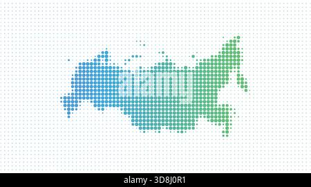 Russland gepunktete Karte im modernen Halbtonstil, Vektorillustration auf weißem Hintergrund Stock Vektor