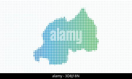 Ruanda gepunktete Karte im modernen Halbtonstil, Vektorillustration auf weißem Hintergrund Stock Vektor