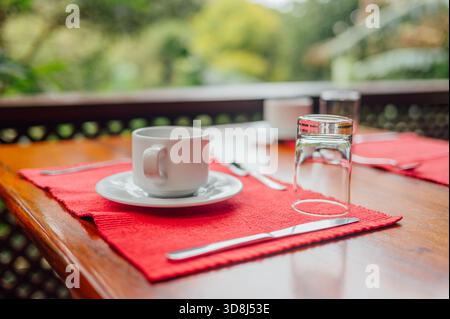 Frühstückstisch in Monteverde, Costa Rica Stockfoto