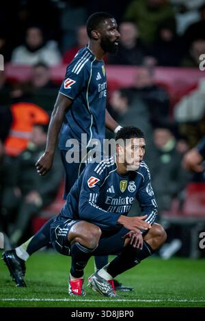 Madrid, Spanien. November 2025 30. Jude Bellingham (Real Madrid CF) wurde während des Spiels La Liga EA Sports zwischen Girona FC und Real Madrid im Estadi Municipal de Montilivi gesehen. Endergebnis: Girona FC 1:1 Real Madrid. Quelle: SOPA Images Limited/Alamy Live News Stockfoto