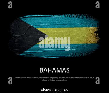 Bahamas Nationalflaggen auf dunklem Hintergrund in Grunge-Stil-Kunstwerken Stock Vektor