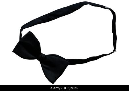 Schwarze Seidenschleife Bowtie isoliert auf weißem Hintergrund Stockfoto