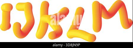 Weich abgerundete 3D-Buchstaben I J K L M in Farbverläufen Stock Vektor