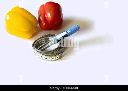 Ozempic Insulininjektions-Pen oder Insulinpatronen-Pen für Diabetiker. Medizinische Geräte für Diabetesvorsteher. Stockfoto