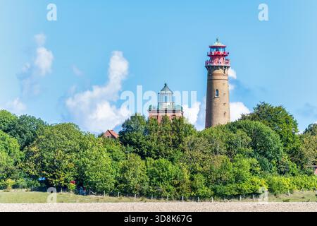 Blick auf die Leuchttürme am Kap Arkona an der Ostsee Stockfoto