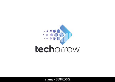 Minimales Tech Arrow Logo auf weißem Hintergrund Stock Vektor