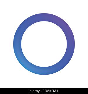 Kreisförmiges Ringdesign mit glattem Farbverlauf und einer Mischung aus Cyan, Blau und Violett auf weißem Hintergrund. Stock Vektor