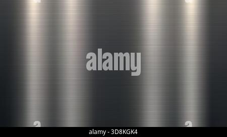Glänzende Oberfläche aus gebürstetem Chrom mit vertikalen polierten und metallischen reflektierenden Verläufen Stock Vektor