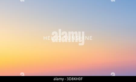 Heller Pastellverlauf mit Gelb, Pfirsich und Himmelblau in einer sanften Atmosphäre bei Sonnenaufgang. Stock Vektor