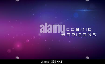 Abstrakter Nachthimmel-Hintergrund mit violett-rosa Farbverlauf, Funkeln und leuchtendem Sternenlicht. Stock Vektor