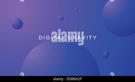 Minimaler abstrakter Hintergrund mit 3D-Kugeln im digitalen Farbverlaufsblau und violett. Stock Vektor