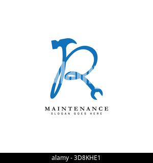 Letter R House Maintenance Logo. Buchstabe R Gebäudesymbol Stock Vektor