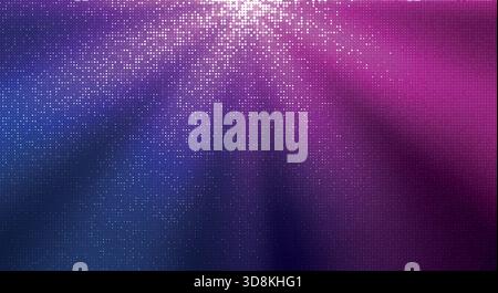 Abstraktes gepunktetes Halbtondesign mit rosa und lila Farbtönen, die von der oberen Mitte ausstrahlen Stock Vektor