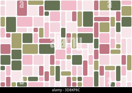 Pastellgrünes rosa geometrisches abstraktes Muster mit Rechtecken, nahtlose Vektorillustration in neutralen Farben, abstrakte Formen Design, perfekt für Tex Stock Vektor