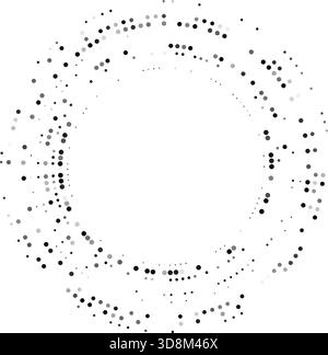 Kreisförmige Bildung, die aus mehreren Punkteebenen besteht, die konzentrisch in einem ausgewogenen geometrischen Layout angeordnet sind. Stock Vektor