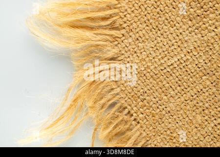 Ein Stück Jute-Tuch, Draufsicht, Makro. Stockfoto