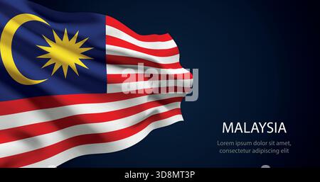 Malaysia realistische Flagge mit glatter Seidenstruktur und dramatischer Beleuchtung Stock Vektor