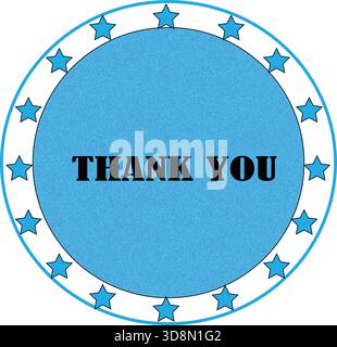Dankeschön-Abzeichen – Blaues kreisförmiges Etikett mit Sternen | Aufkleberdesign für Anerkennung Stock Vektor