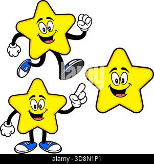 Star Mascot Set 05, Hand Drawn illustrations of Star Mascots in various poses. Stock Vektor