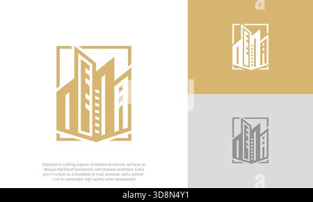 Modernes Geometrisches Gebäude City Skyline Vektor-Logo Stock Vektor