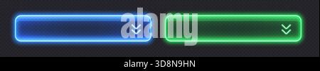 Neon-Klapptasten, glänzende transparente Banner aus Glas. Stock Vektor