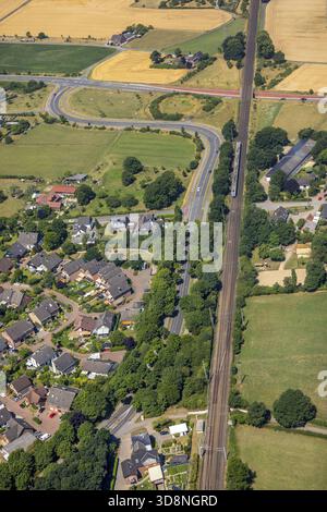 Bahnstrecke Arnhem-Oberhausen, Fortführung der Betuweroute-Bahnstrecke verlängert und Neubaustrecke, Voerde (Niederrhein), Ruhrgebiet, Nordrhein-Westp Stockfoto