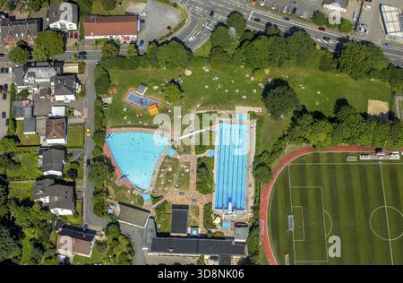 Sprockhoevel Freibad, Liegewiese, Bleichwiese, am Sportplatz, Fußballplatz von TSG 1881 Sprockhoevel e.V. - GUFiT.15, Sprockhoev Stockfoto