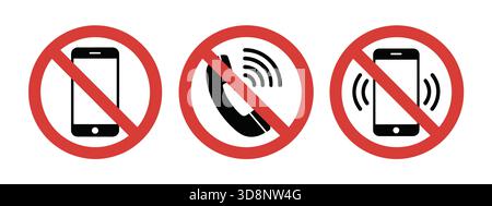 Kein Mobiltelefon Verwendung Verbotener Zeichen Symbol Kommunikationsverbot Abbildung Stock Vektor