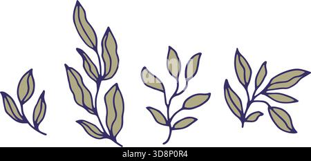 Minimale Handgezeichnete Blattäste Stock Vektor