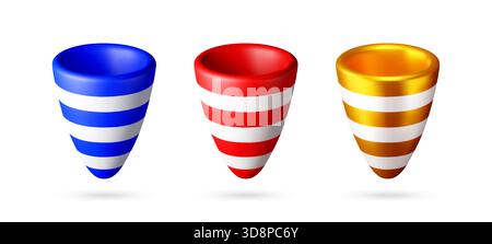 Set mit drei 3D farbenfrohen Partyhut Stock Vektor