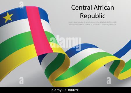 Zentralafrikanische Republik elegantes 3D-Band mit Nationalflagge, Farben, die sanft schwenken Stock Vektor