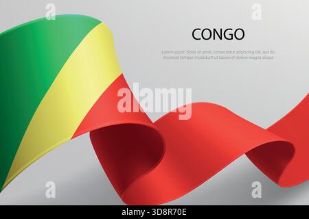 Kongo elegantes 3D-Band mit Nationalflagge, Farben, die sanft schweben Stock Vektor