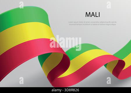 Mali elegantes 3D-Band mit Nationalflagge, Farben, die sanft schwenken Stock Vektor