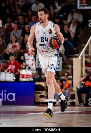 Ercan Osmani von Anadolu Efes Istanbul wurde während des Spiels der Turkish Airlines EuroLeague zwischen AS Monaco und Anadolu Efes Istanbul bei der Salle Gaston Médecin gesehen. Endrunde ALS Monaco 102 : 66 Anadolu Efes Istanbul (Foto: Laurent Coust / SOPA Images/SIPA USA) Stockfoto