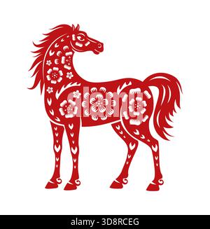Rotes Pferd für Chinesisches Neujahrshoroskop Stock Vektor