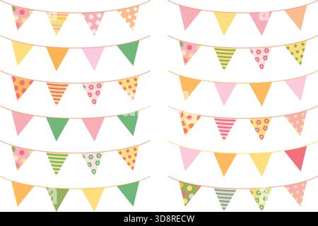 Dreiecksfahnen in frischen Sommerfarben für Party- und Geburtstagsfeiern Stock Vektor