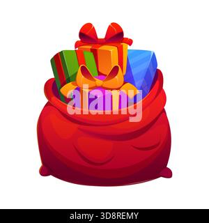 Cartoon Weihnachten Weihnachtsgeschenke Tasche, Winterferien Stock Vektor