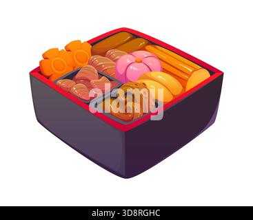 Comic Japanisches Neujahr bento Box osechi ryori Stock Vektor